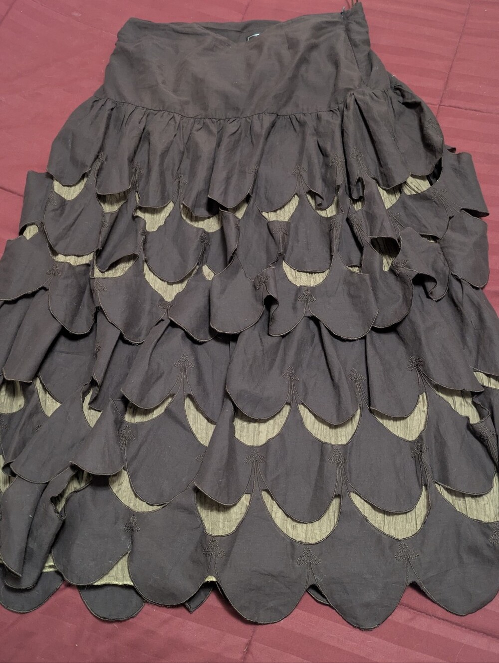 Women’s Brown Layered Petal Midi Skirt